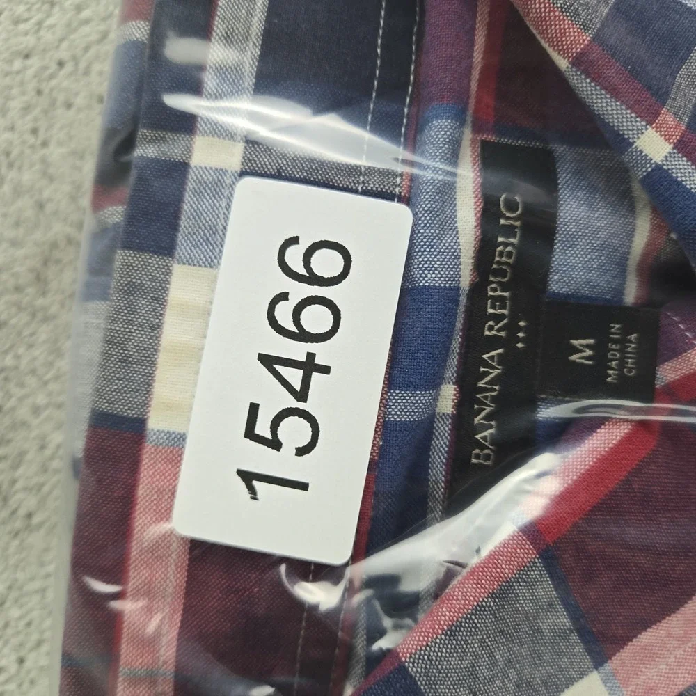 Banana Republic Shirt Medium Red White  Blue Plaid  Long Sleeve Preppy Workwear